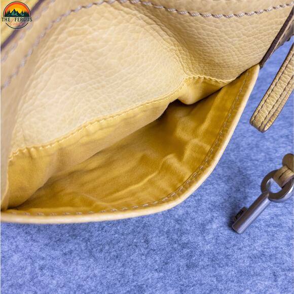 Fossil Crossbody Bag Mustard Yellow Genuine Leather Adjustable Strap Lagenlook - Picture 10 of 16